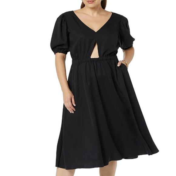 TEREA NWT Women's Jayla Black Cutout Midi Swing Dress Sz 2XL - Picture 1 of 4
